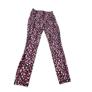 T By Talbots Womens UPF50+ Floral Leggings Size s Polyester/Spandex Blend Red &